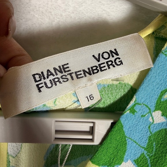 Diane von Furstenberg DVF Jemma Green Yellow Floral Crepe Viscose Midi Dress 16 - Picture 4 of 10